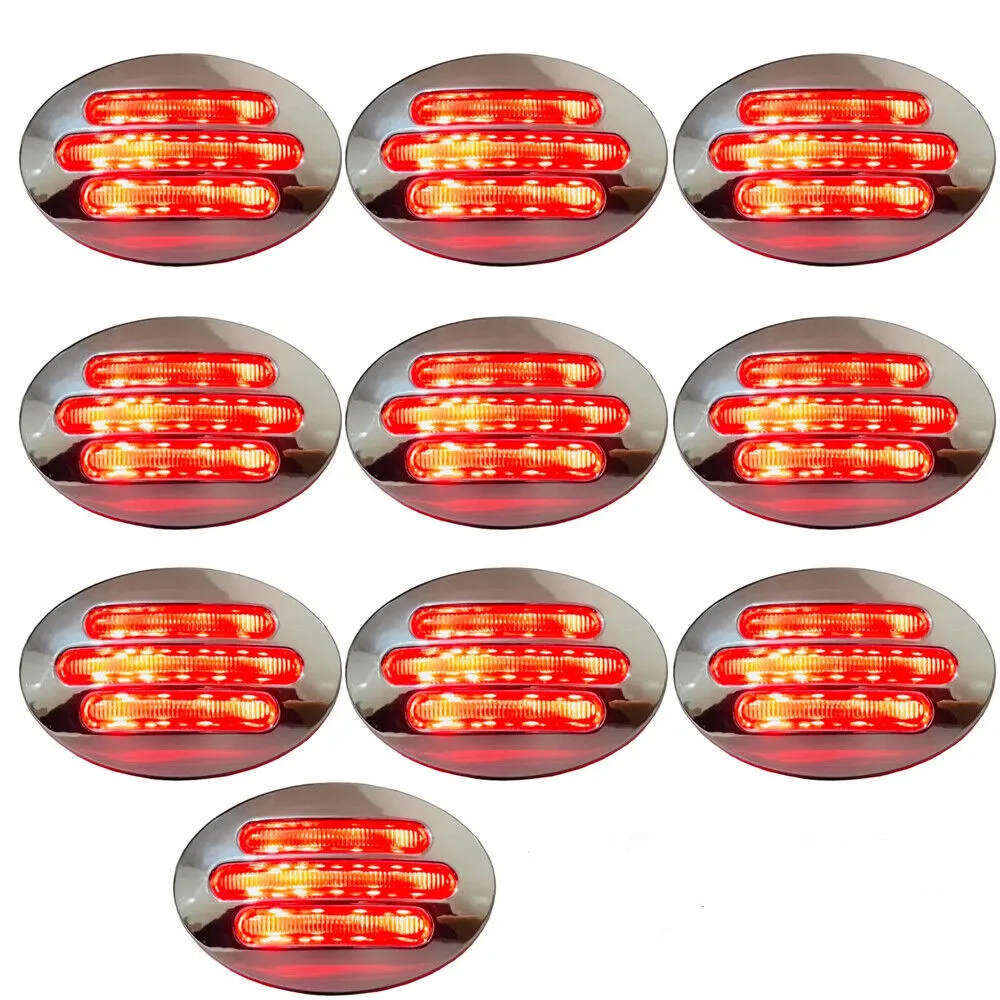 

10 шт., задние боковые габаритные огни для грузовика, 12 В, светодиодное освещение для прицепа, идентификация габарита, стоп-сигнал, 13 светодиодов, водонепроницаемый