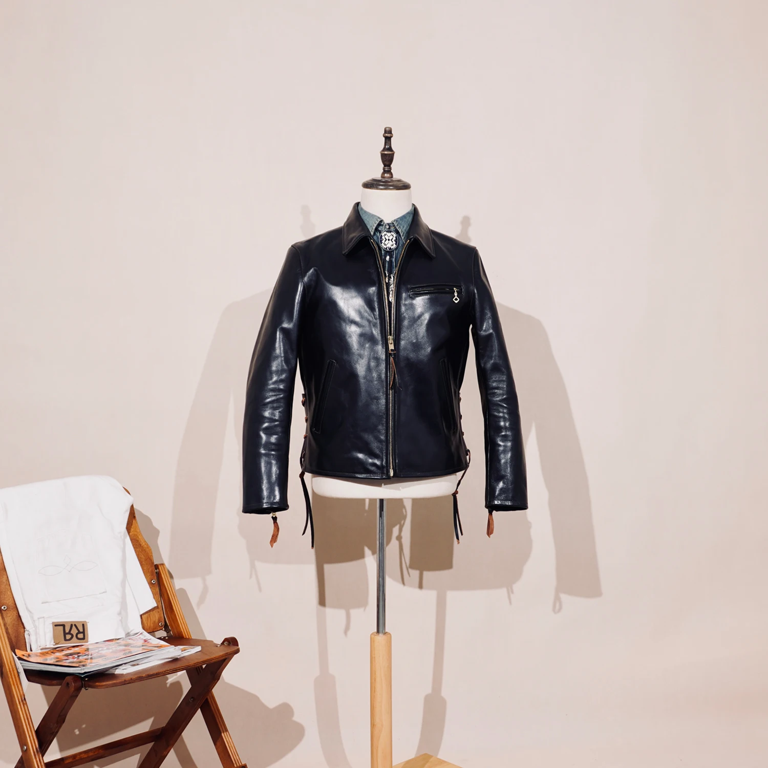 

Tailor Brando Classic 1930-х годов, полицейская полнозернистая мужская винтажная кожаная куртка из конской кожи растительного дубления