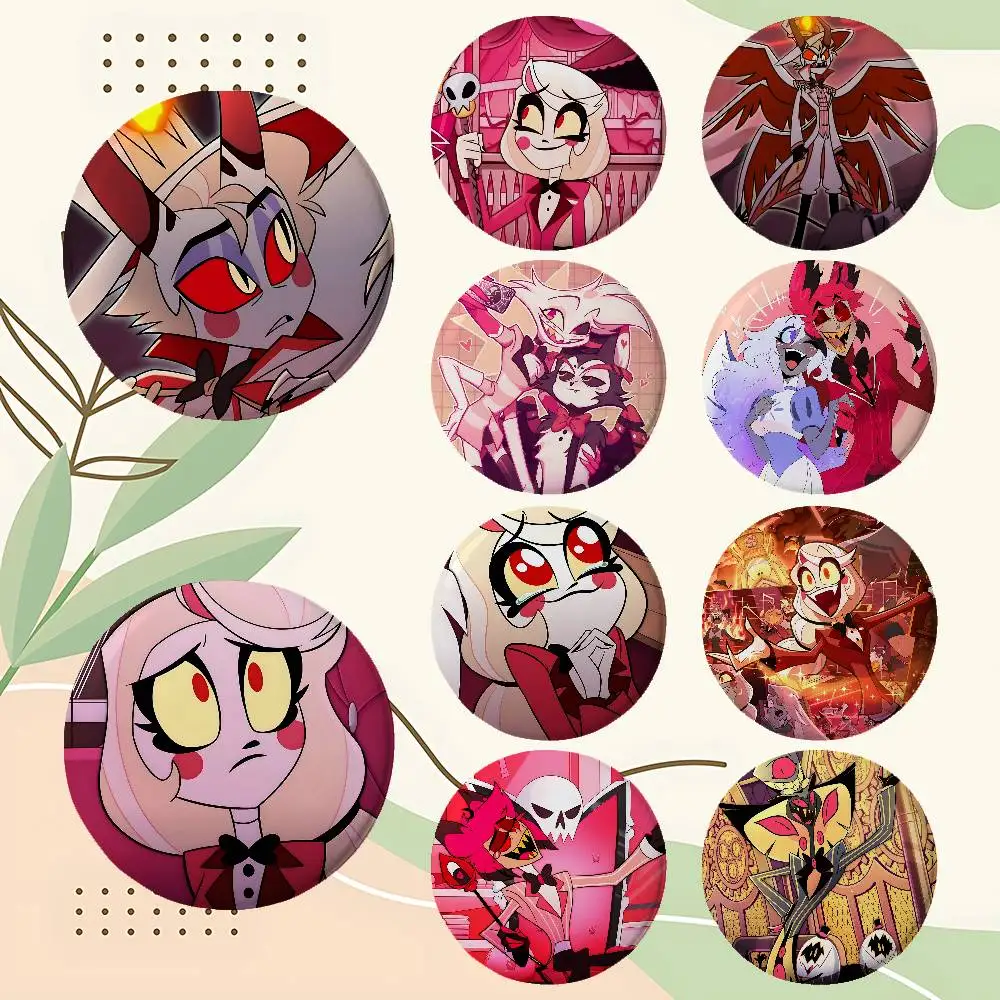 Cartoon Hazbin Hotel Broschen Stilvolle Anstecknadeln Exquisite Runde Abzeichen Taschenaccessoires Schmuck Geschenke