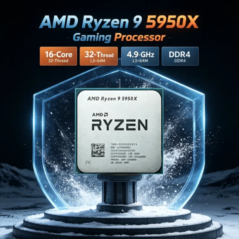 AMD Ryzen 9 5950X but without cooler UP to 4.9GHz Socket AM4 L3=64M 105W 3.4 GHz Gaming CPU 16-Core 32-Thread DDR4