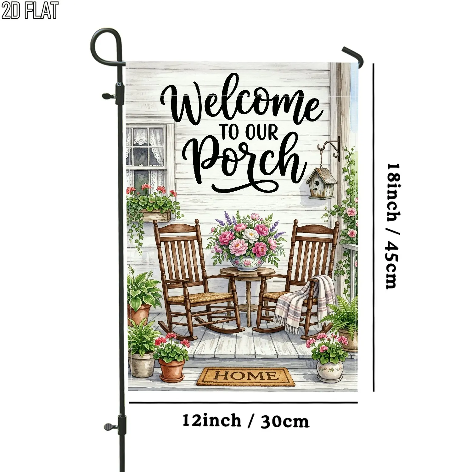 2D Flat, 2D Flat 1 Pack Outdoor Garden Flag Welcome Porch Decor Floral Peach Green Vertical Double-Sided Welcome Garden Flag Porch Decor for Garden Yard Decoration No Pole