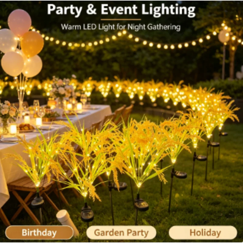 7 Heads 1 Pc Solar Light Wheat Ear Ground Mounted for Courtyard Garden Lawn Outdoor Camping Party Patio Pathway Yard Decor