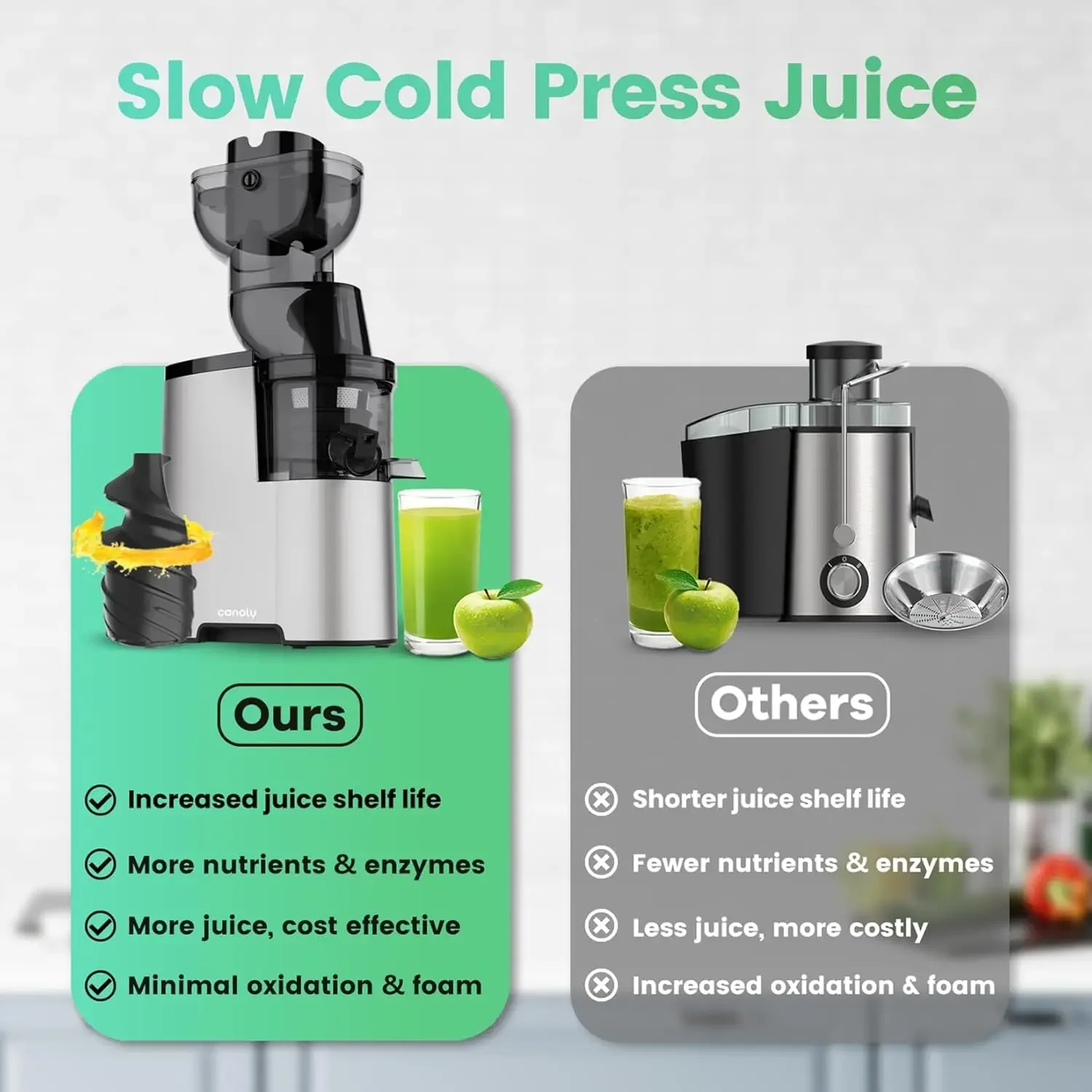 Machines, 4.1-inch(104mm) Powerful Slow Cold Press Juicer with Large Feed Chute,Easy to Clean with Brush