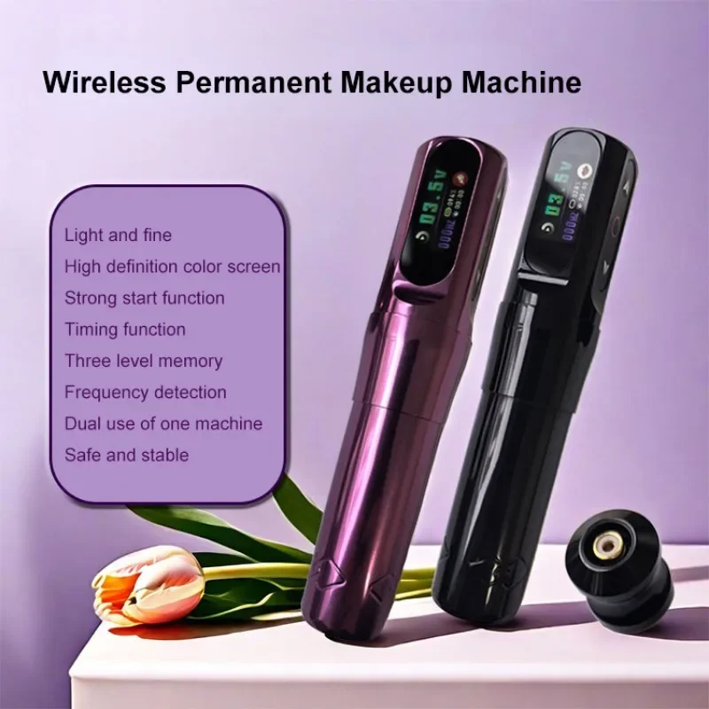 

Wireless Permanent Makeup Machine Embroidery Pen Current Meter Half Throwing Machine Fine Pen Hollow Cup Motor IPS Color Screen