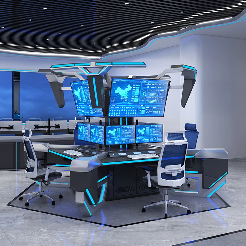 Scrivania moderna per console operatore industriale per centri di controllo Caratteristiche personalizzabili Materiale in acciaio inossidabile