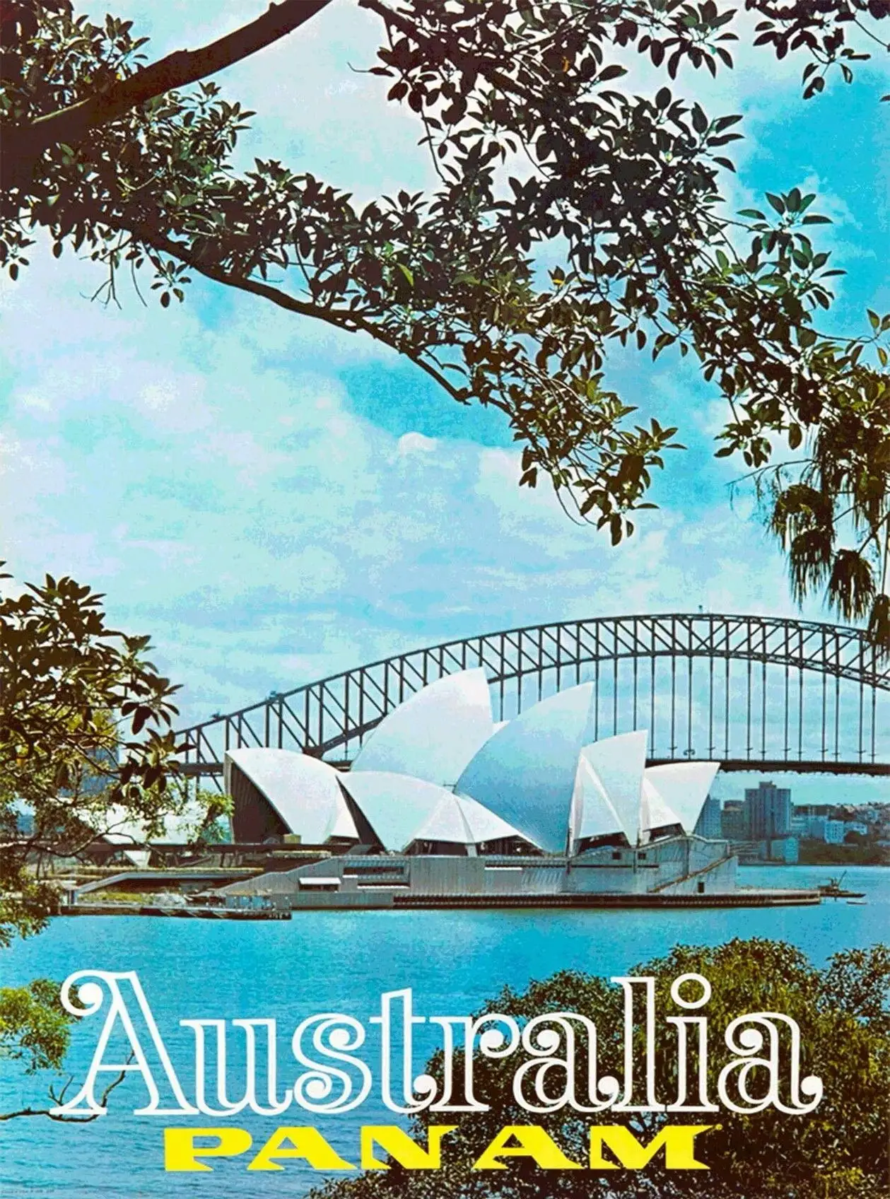 Metal Sign Wall Plaque   Australia Pan Am Sydney Harbor Airline Vintage Travel Advertisement Art Retro Metal Poster Signs Decor