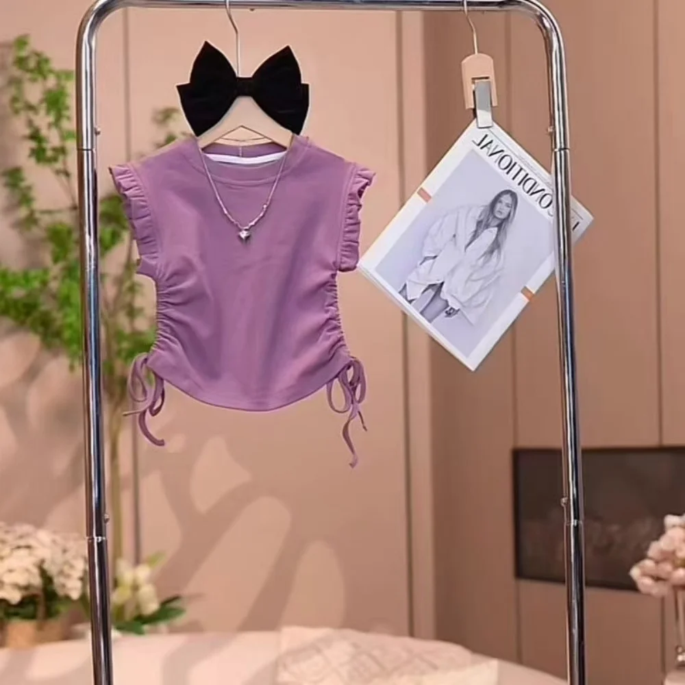 Girls' Summer Floral Set 2025 New Foreign Style Drawstring Vest Children's Princess Korean Version Floral Skirt 2-piece Set Tide