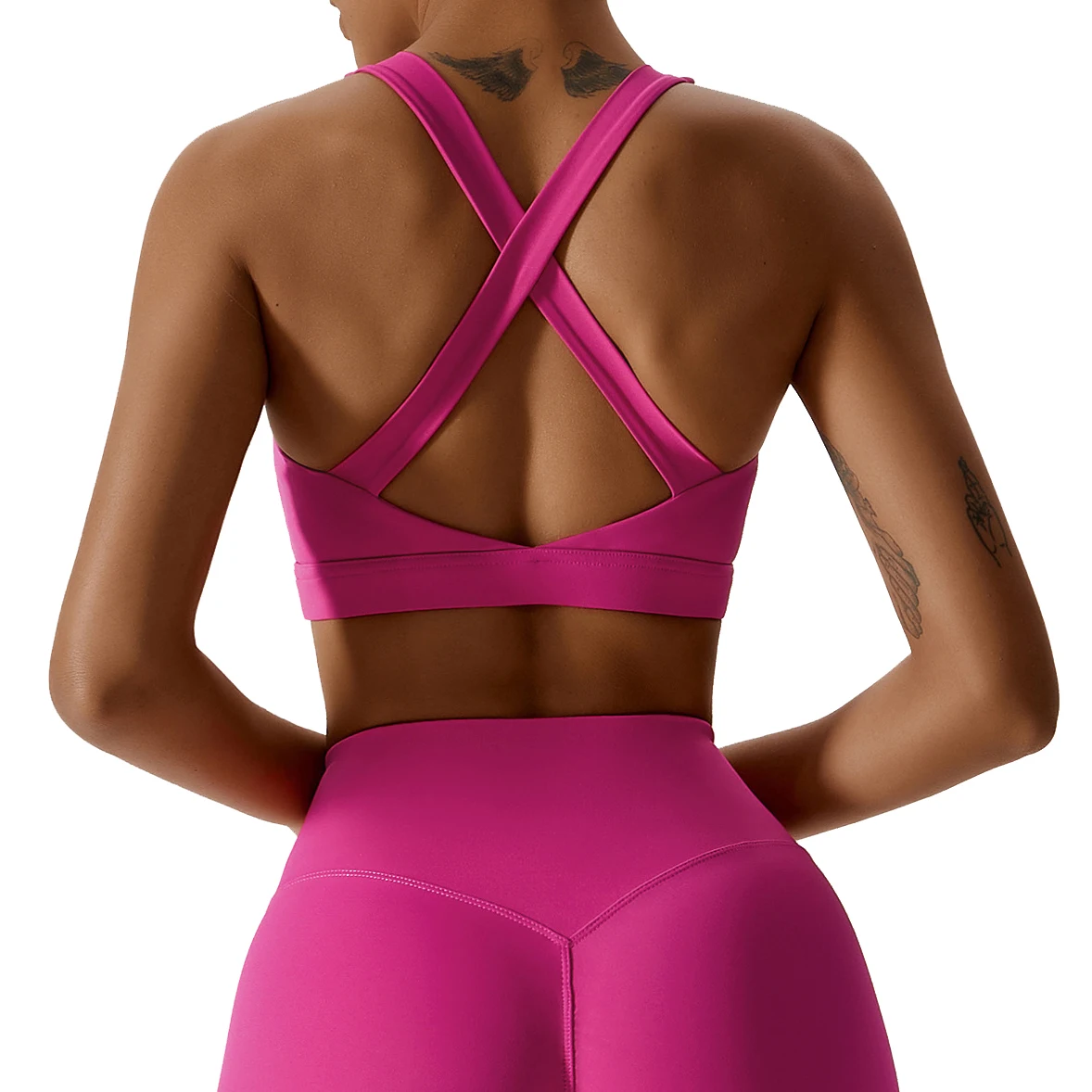 Women Stretchy Supportive Quick Dry Push Up Compression Running Bra Sexy Solid Color Back Cross Outdoor Sports Bra Gym Yoga Bra