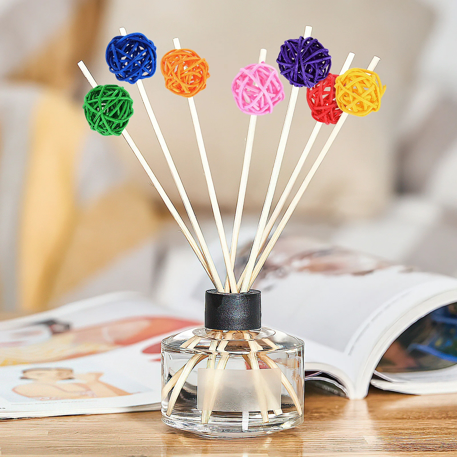 

50pcs Balls Aromatherapy Craft Project Vase Filler Wedding Ornament Christmas Aromatherapy Rattan Ball Decor