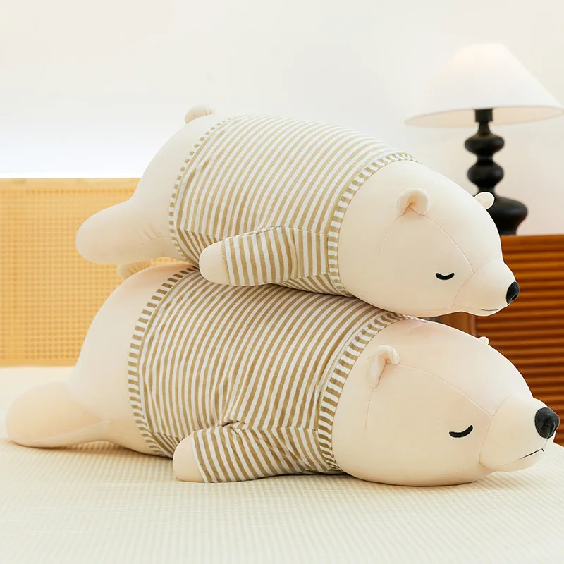 Polar Bear Plush Pillow Soft Fluffy Lying Stuffed Animal Doll Cute Sleep Cushion Sofa Ornament Home Decoration Gift for Girls - view 2