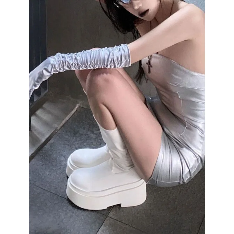 Thick soled long tube boots for women in summer 2025  thin high tube knight boots British style women's boots view 3