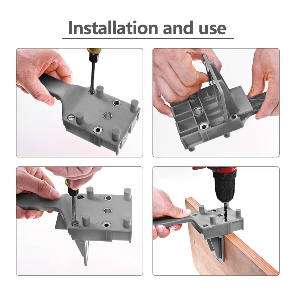 Kit di maschere per tasselli Set di Guide per trapano per la lavorazione del legno per punte da trapano da 6/8/10mm manicotto in metallo foratura per legno strumenti di localizzazione per seghe a tazza