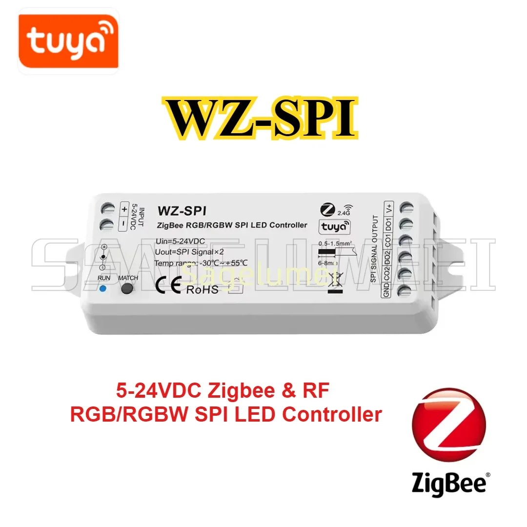 

Светодиодный контроллер SPI RGB/RGBW WT-SPI WZ-SPI Tuya WiFi Zigbee + RF DC5V-24V WS2811 Ws2812 Ws2815 SK6812 Светодиодные ленты Пиксельные модули Свет