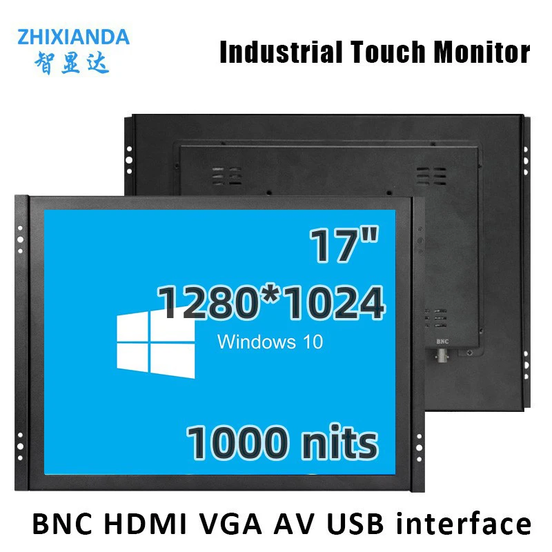 

17 Inch 1000 Nits Open Frame Monitor High Brightness Industrial LCD Capacitive Touch Screen Display With HDMI VGA BNC AV USB