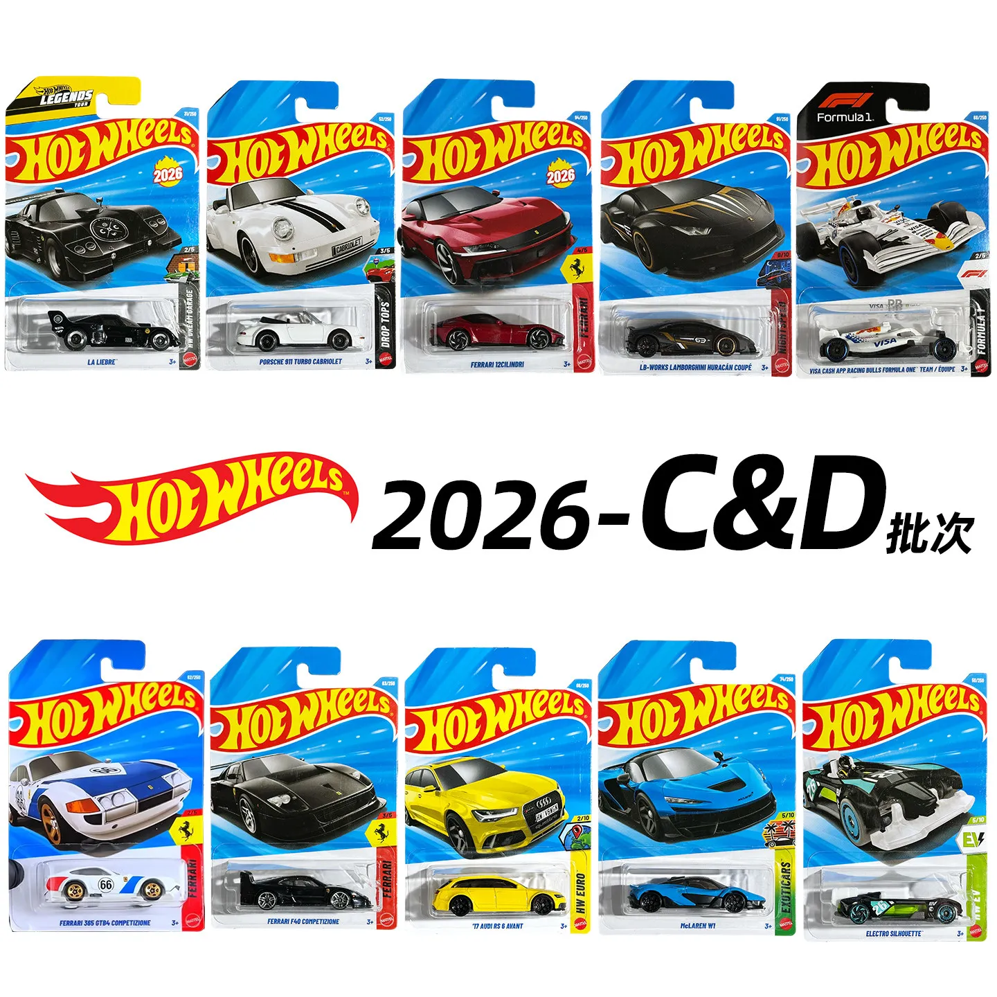 سيارات هوت ويلز 2026 طراز C بمقياس 1/64: فيراري F40، بورش 911، مازدا RX-7، نماذج سيارات مصبوبة من السبائك، هدية للمهرجانات ولعبة تجميعية