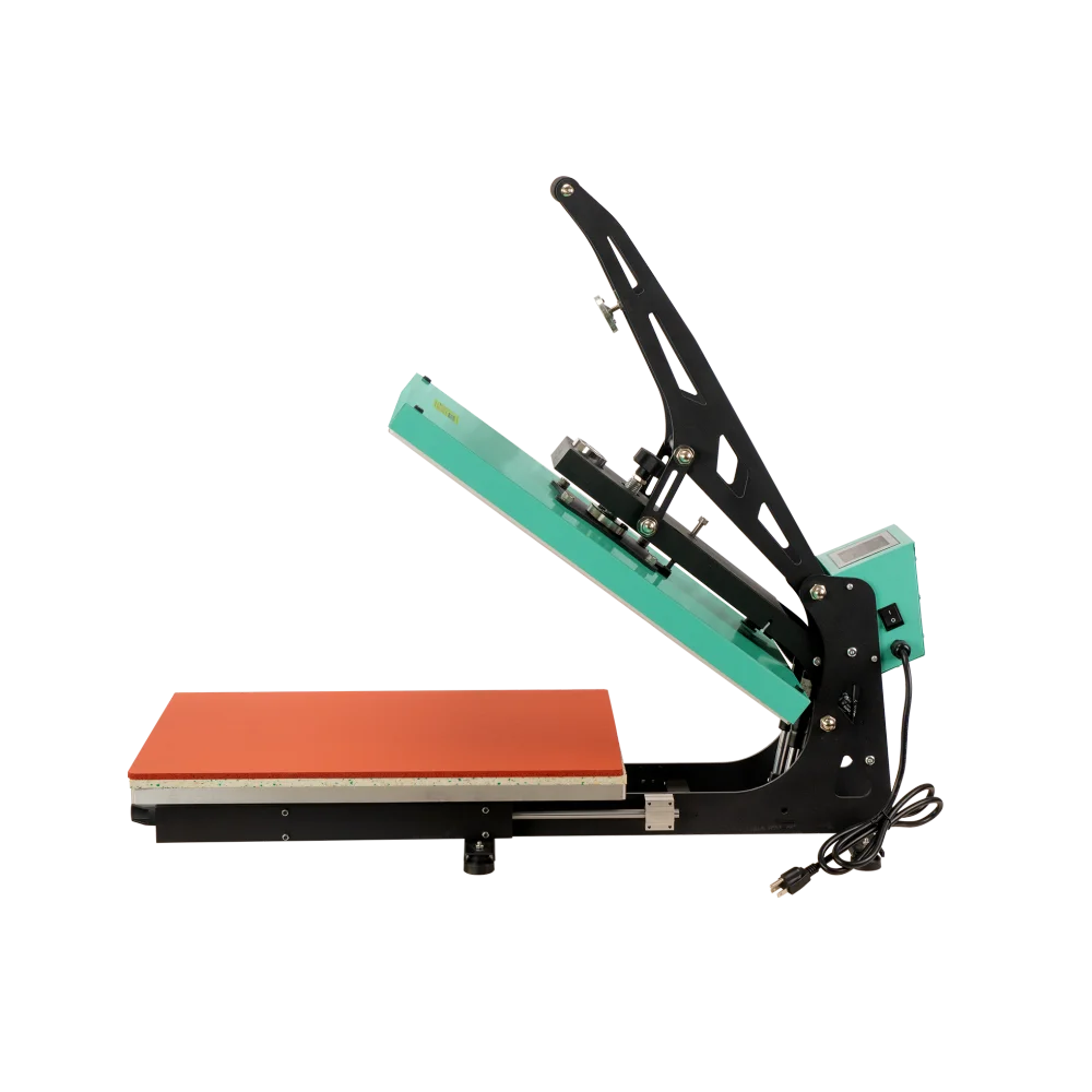 Semi-automatic Heat Press Machine Auto Open Slide-out Base Temperature Control Silicon Pad Easy-replaceable Pressure Adjustable