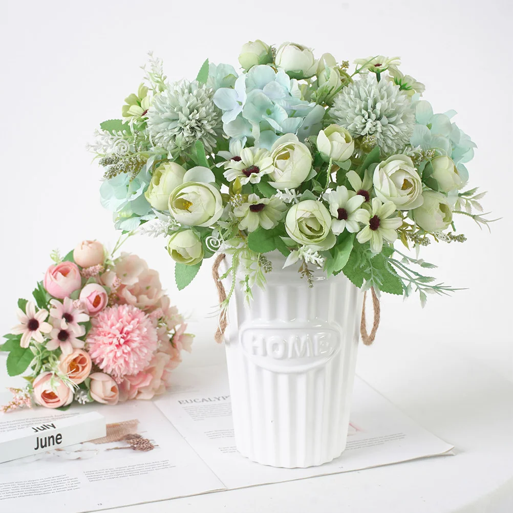 

Artificial Flower Bundle Light Pink Silk Craft Lifelike Decor For Wedding Bouquet Home Office Vase Arrangement Simulation