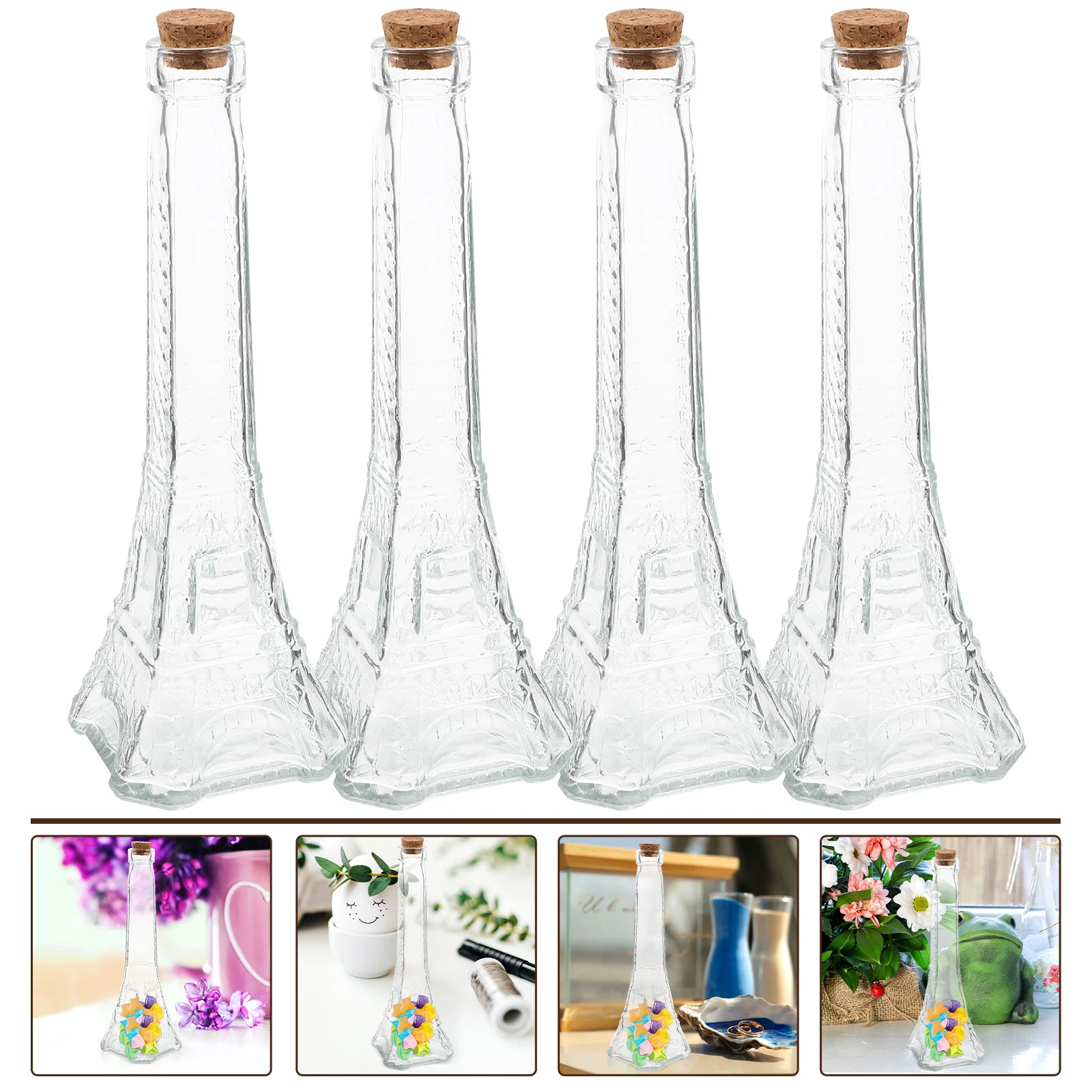 

4Pcs Exquisite Glass Bottles with Cork Stopper Practical Unique Design Reliable Long Term Storage Small Sample Bottle