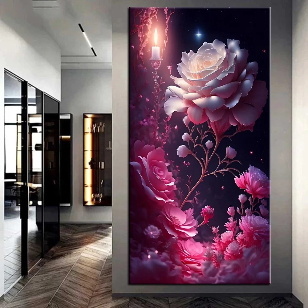 5D DIY Diamond Painting Fantastic Red Rose Flower Mosaic Embroidery Full Drill Cross Stitch Rhinestones Home Decor J3610