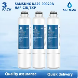 Samsung Refrigerador substituição do filtro de água, DA29-00020B, DA29-00020A, B, HAF-CIN, EXP, HAF-CIN, RF263BEAESR, RF263TEAESG, 3 Pack