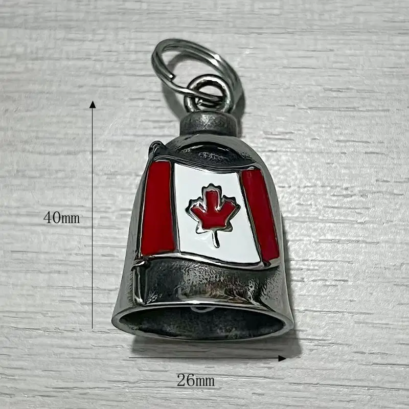 Stainless steel retro polished Canadian maple leaf flag exorcism guardian bell pendant