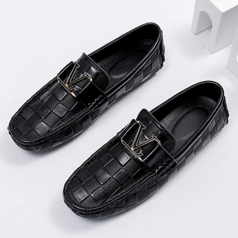 YRZL Genuine Leather Loafers Mens Casual High Quality Brand Cowhide Leather Shoes Crocodile Pattern Loafers Moccasin Men Shoes