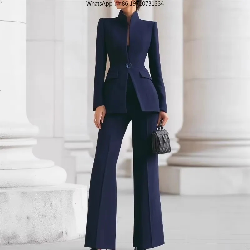 Women Suit 2 Pieces White Single Button Solid Slim For Wedding Business Work Office Daily Commute Casual Set Blazer And Pants