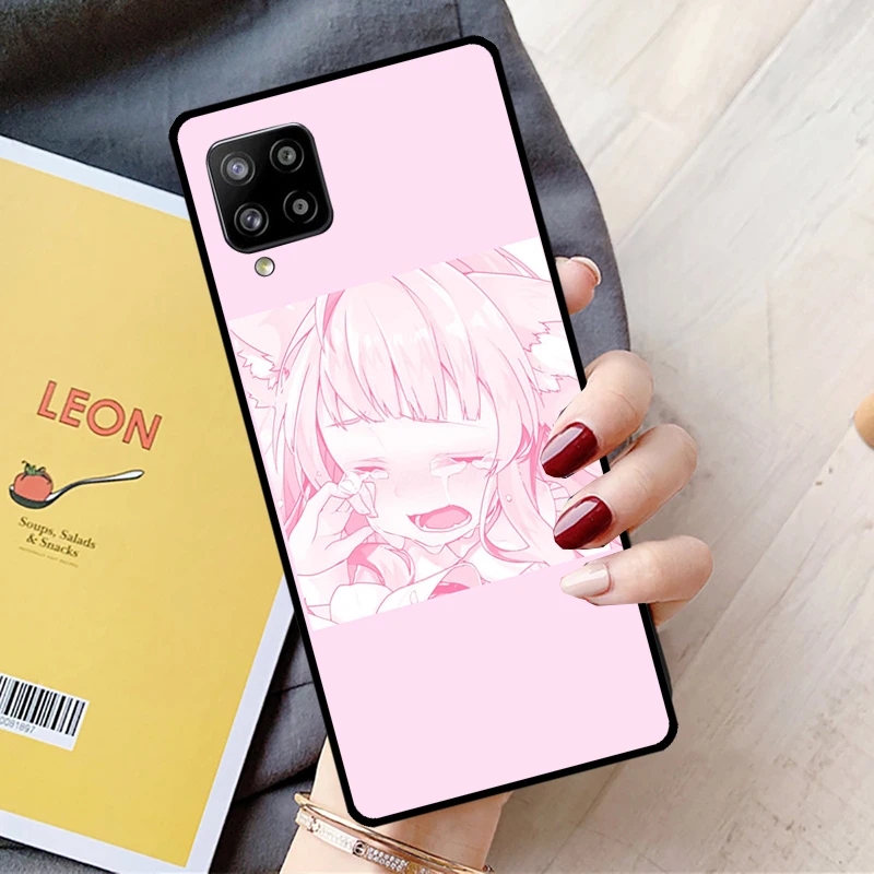 Pink Kawaii Anime Loli Case For Samsung Galaxy A53 A33 A13 A12 A22 A32 A42 A52 A50 A51 A71 A14 A24 A34 A54 Cover