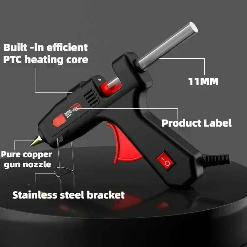 Hot Glue Gun 11mm with  Replaceable Nozzle and 11mm Sticks, Fast Heat, DIY  Electronics Repair, Hot Silicone Gun EU Plug 220V