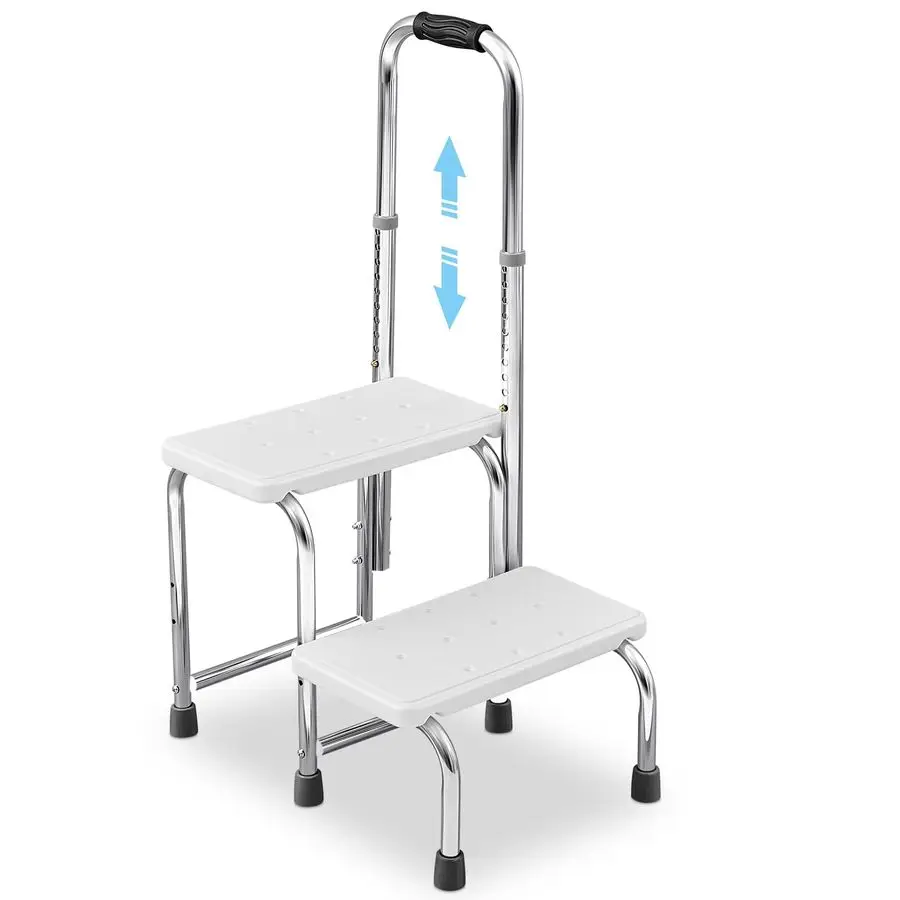 

Adjustable Step Stool with Handle and Non Skid Platform 2 Steps Medical Foot Stool Multi Functional Step Ladder Heavy Duty Holds