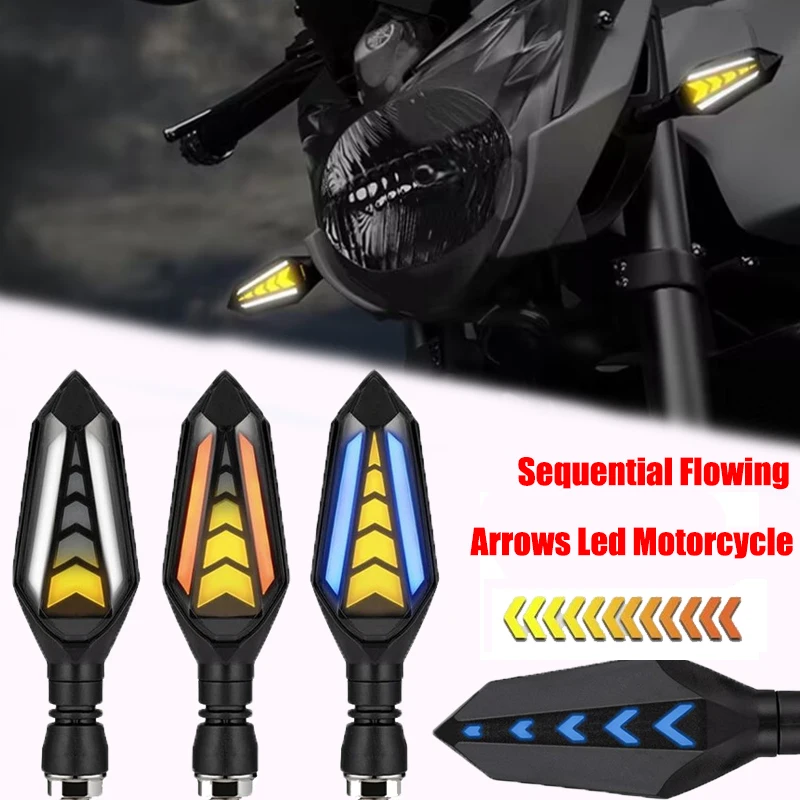 오토바이 회전 신호 LED 표시기 깜박이 빛 흰색 앰버 DRL 화살표 LED 순차 흐르는 12V 10mm For Honda For Yamaha