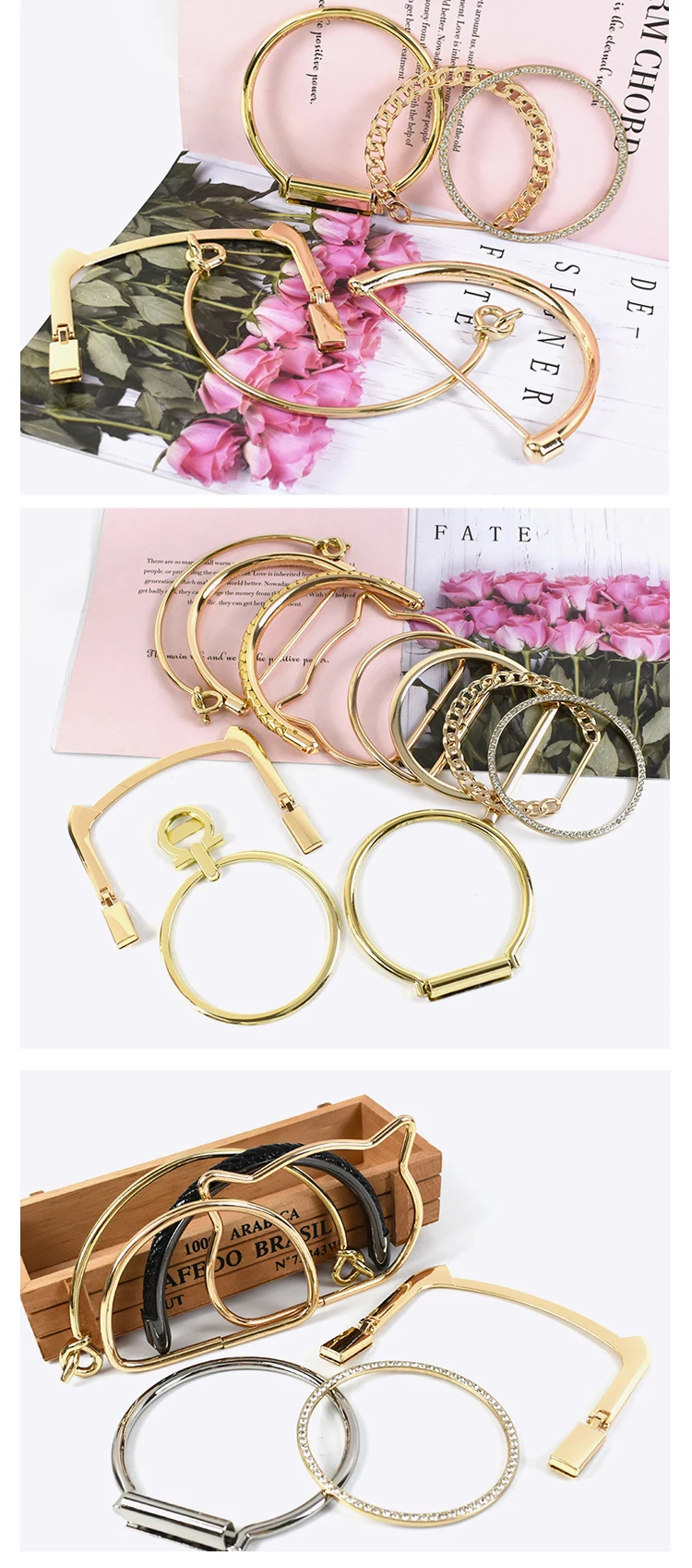 2Pcs Deepeel Metal Bag Handles Purse Sewing Frame Brackets DIY Handcrafted for Women Handbag Replacet Hardware Bags Accessories