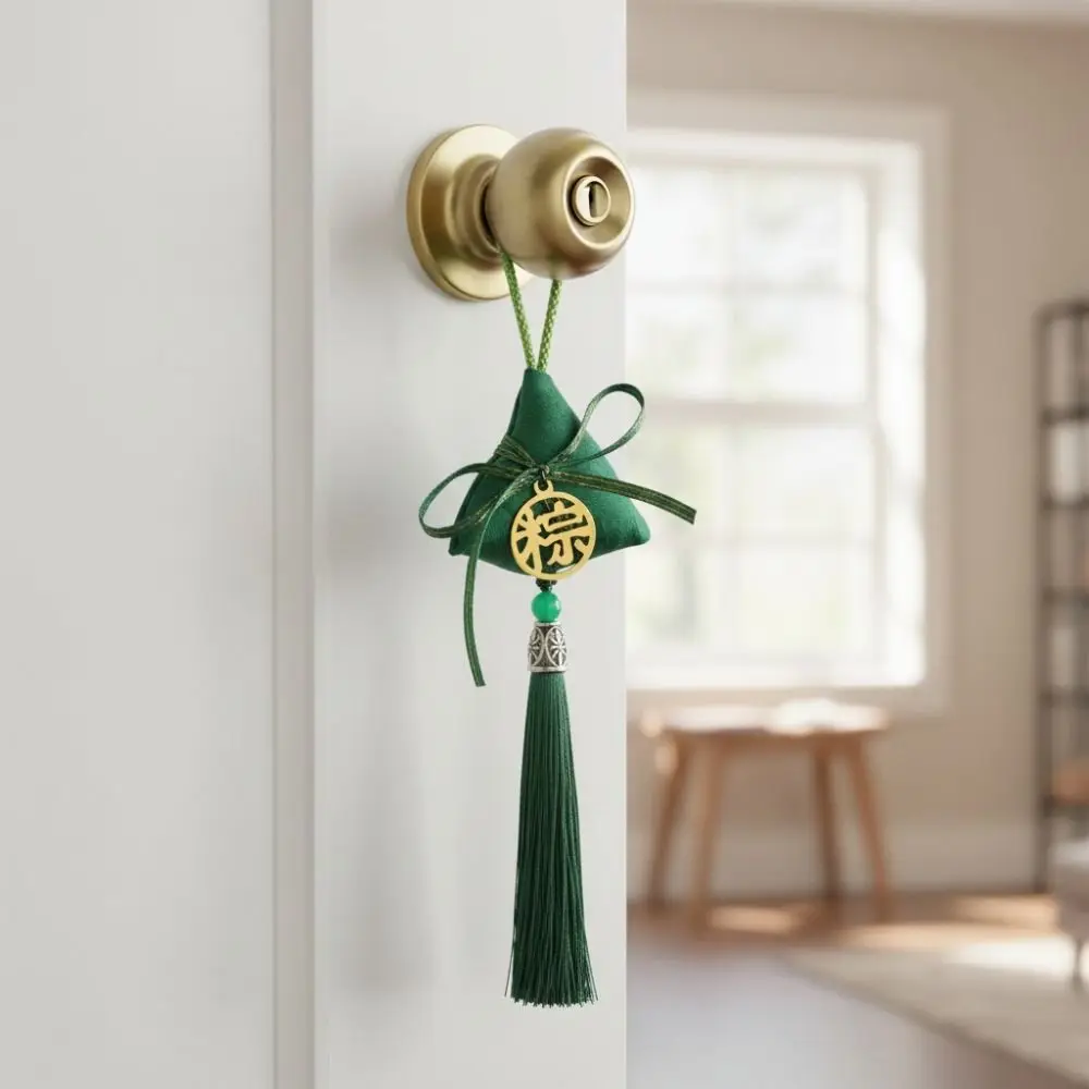 2PCS Triangular Zongzi-Shaped Scented Pouches Simulated Chinese Style Car Hanging Scented Bag with Tassel Traditional