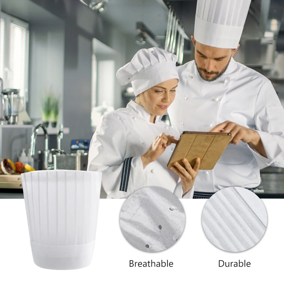 5 Pcs Chef Hat Cooking for Kitchen Household Working Cap Food Server Men and Women