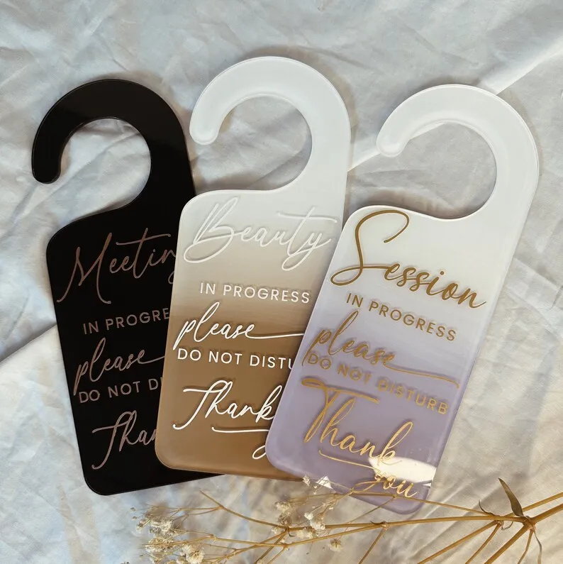 Custom In Progress Door Hanger Acrylic Do Not Disturb Sign Lash Tech Facial Therapy Session Sign for Spa Beauty Room Warning