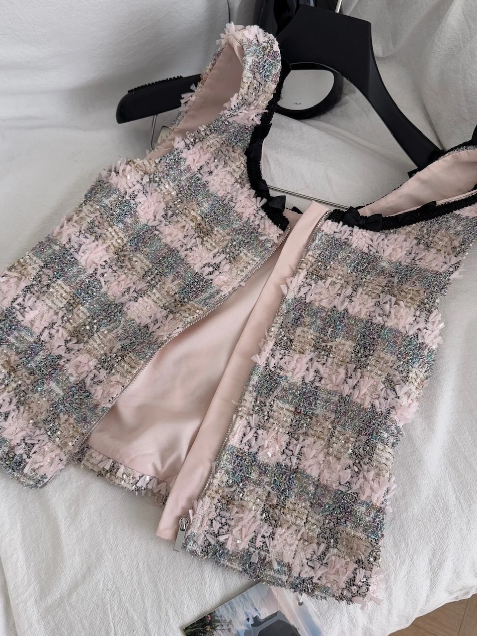Atasan Tweed Ele Heavyweight Svel, Rok Bodycon Pinggang Tinggi, Pakaian Musim Gugur, Kerah Bulat, Penuh Pesona Vintage