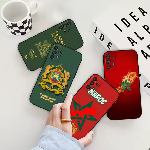 Morocco Flag Passport Luxury Case For Samsung Galaxy A55 A54 A53 A52 A52S A51 A73 A72 A71 A35 A34 A33 A32 A31 A24 A23 A22 Cover