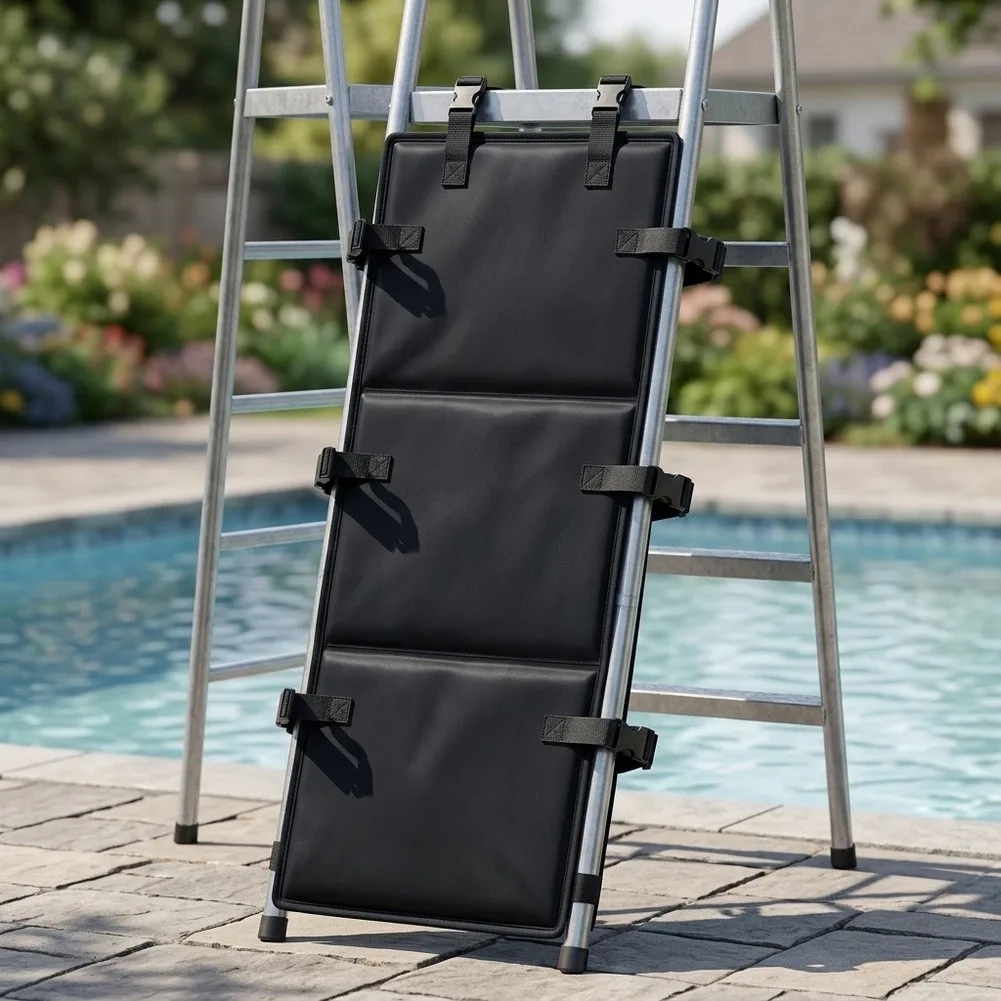 Pool Ladder Cover Black 31 x 14.5 Inch Oxford Cloth with PVC Backing Scratch Protective Sleeve for Ladders Pool