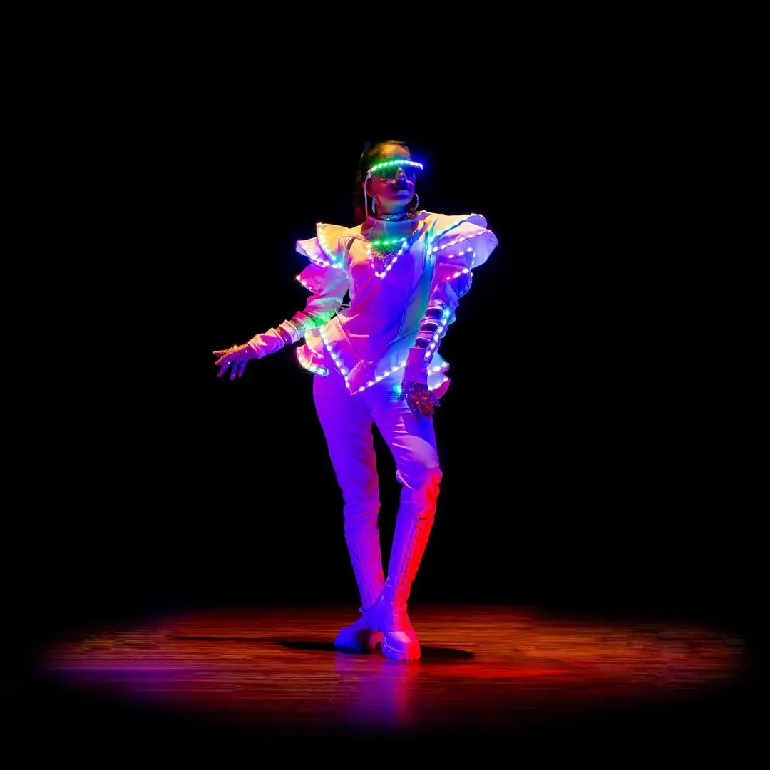

LED Female Warrior Suits Luminous Costume Suits Light Clothing for Women Ballroom Dance Glowing Dress Ladies Accessories