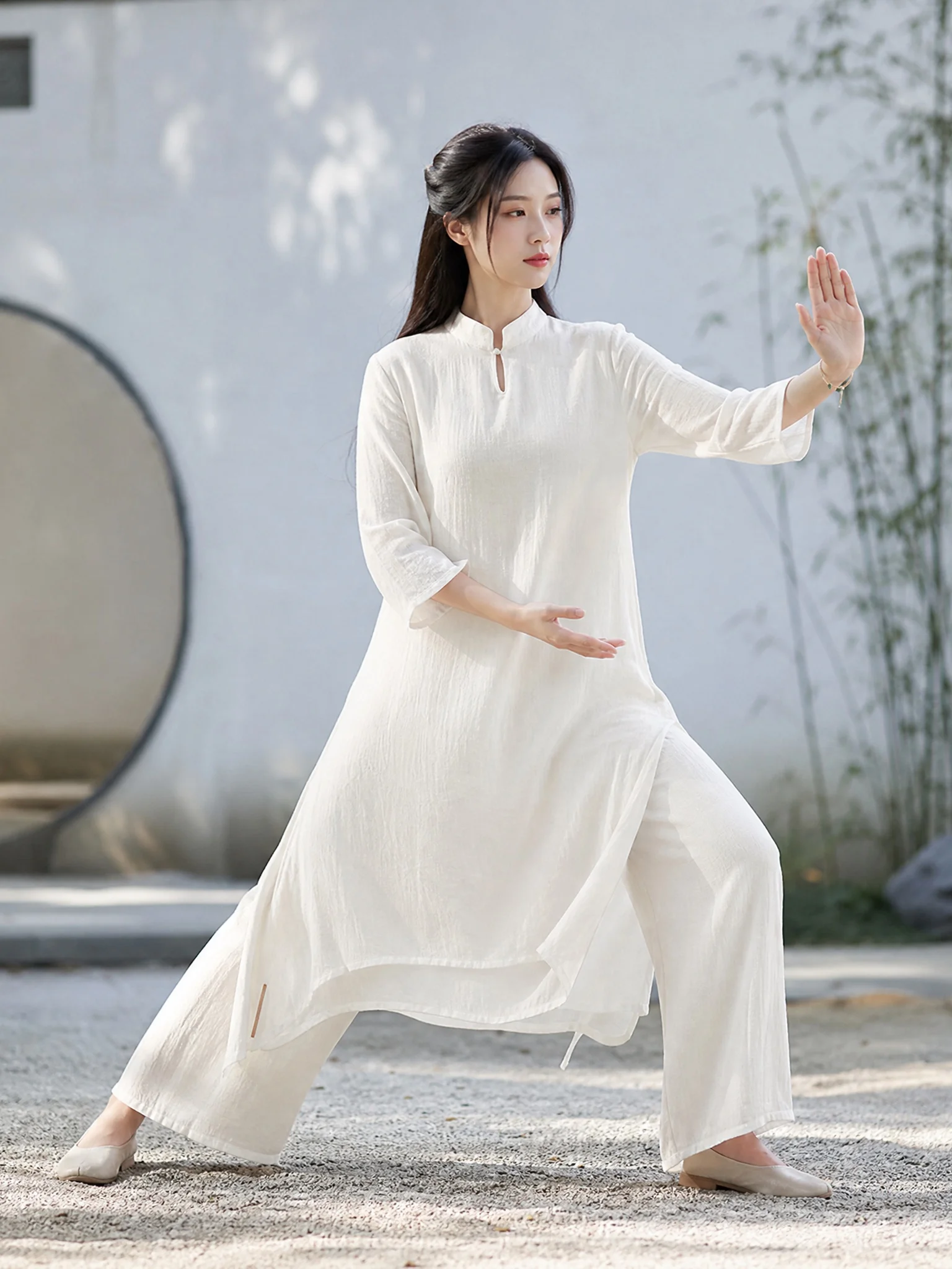 High-End Zen Style Tai Chi Practice Suit Women's Chiffon Set Elegant Chan Dance Clothes Healing Teacher Tea Ceremony