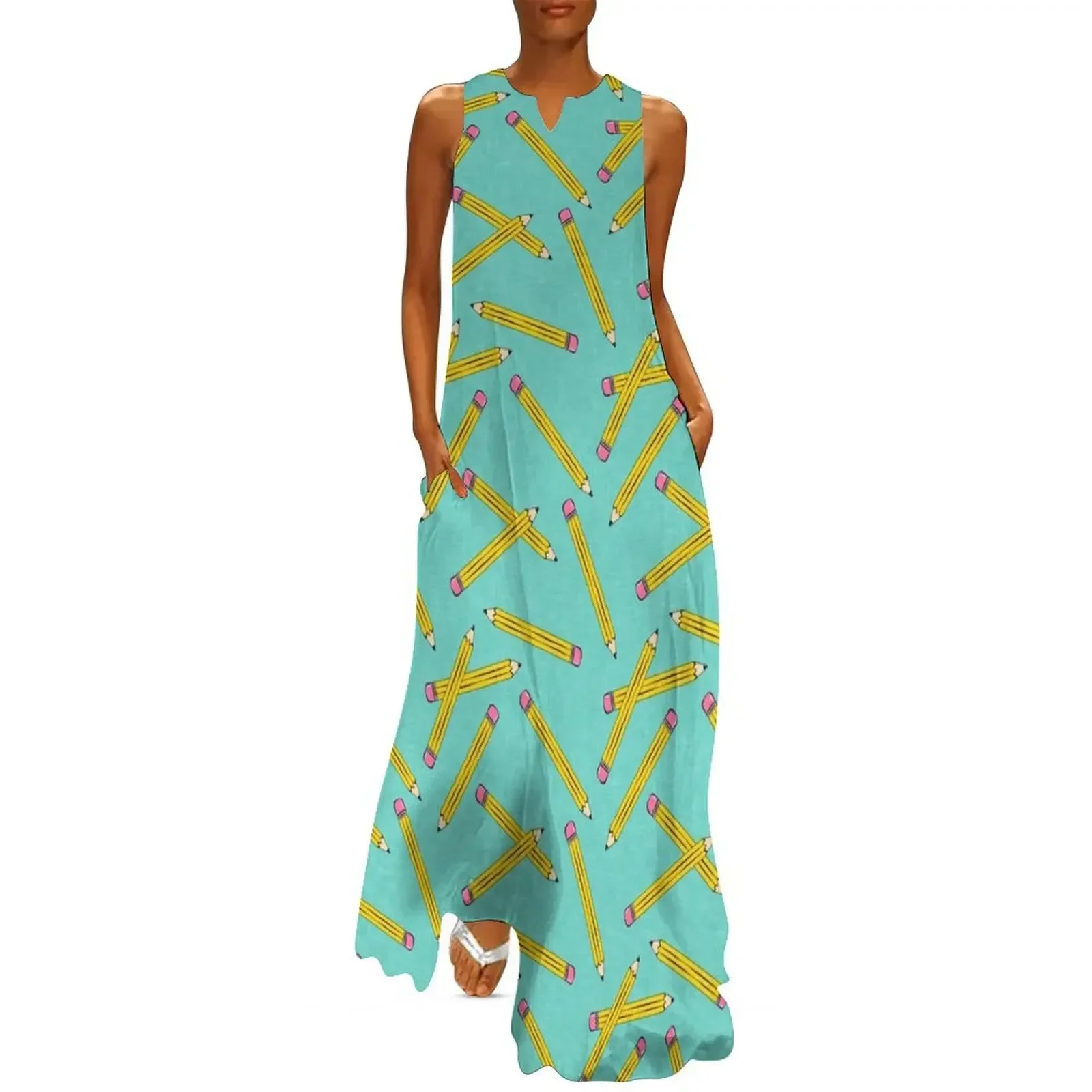 

Pencils - no. 2 pencils on aqua Long Dress summer outfits for women 2025 bandage dress elegant women's sets Dress