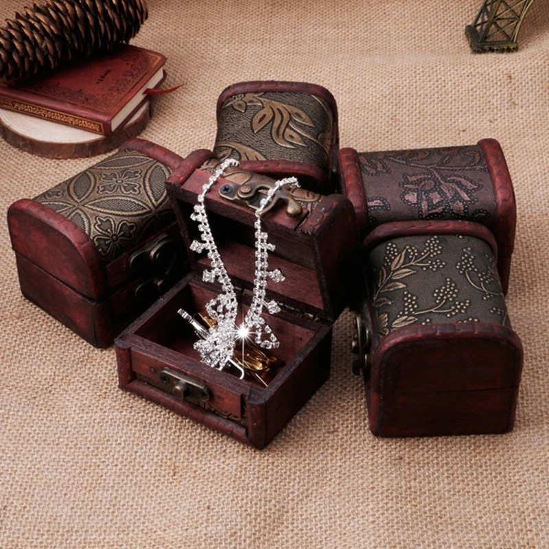 Oriental Jewelry and Accessories Wooden Box Small Retro Treasure