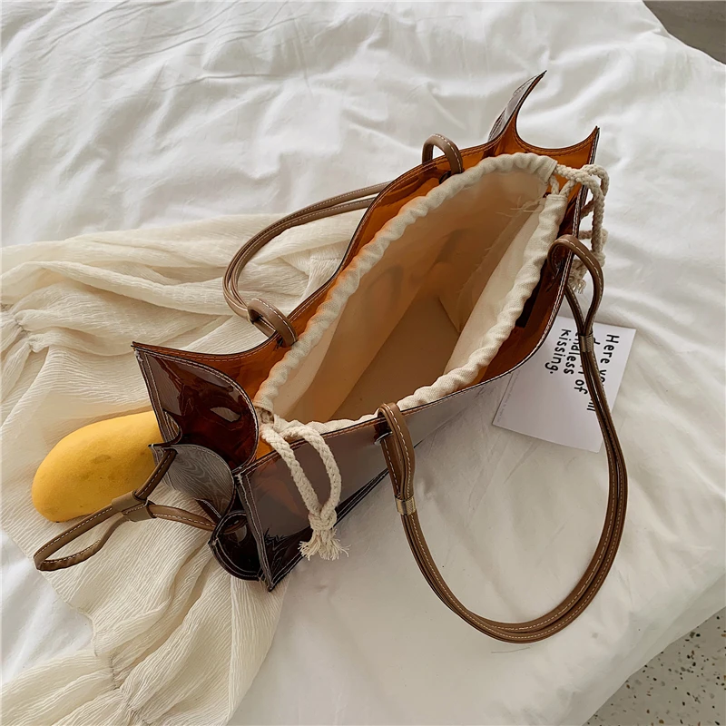 Große Capaci Damen-Strandtasche aus PVC, transparente Gelee-Umhängetasche, Sommerfaion, vielseitige Einzelschulter-Umhängetasche