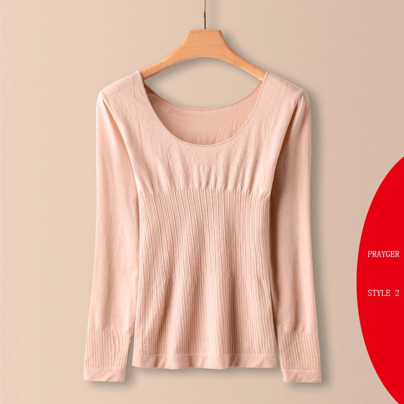 Woman Thermal Underwear Slim Winter Warm Tops Long Sleeves O Neck Clothes Stretch Seamless Comfortable T Shirts