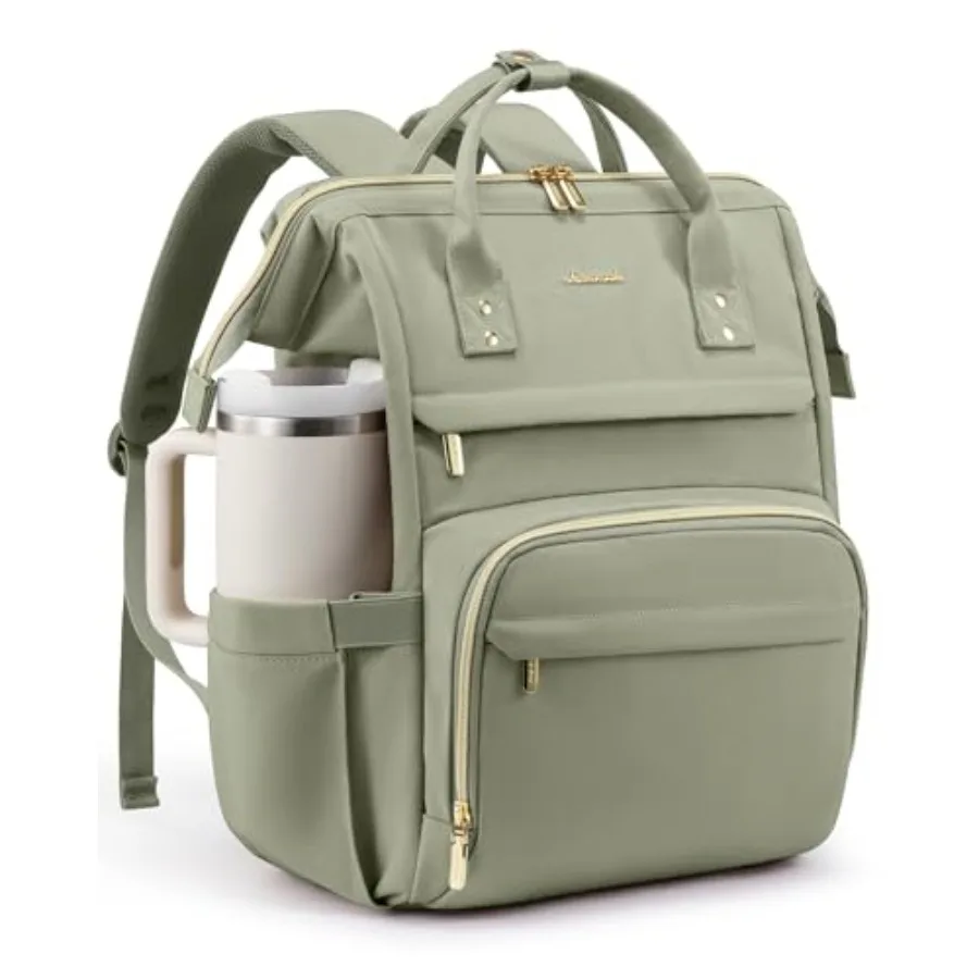 

Laptop Backpack for Women with Giant Tumbler Holder Pocket, 15.6inch Waterproof Travel Backpack Purse Computer Laptop Bag, Prof