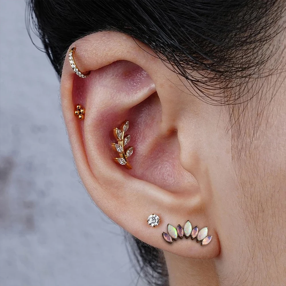 Vankula-Boucle d'Oreille en Titane ASTM F136, 1 Pièce, Piercing Marquise CZ Zcompresses sur Fil Interne, Labret Oreille Tragus Bijoux de Corps