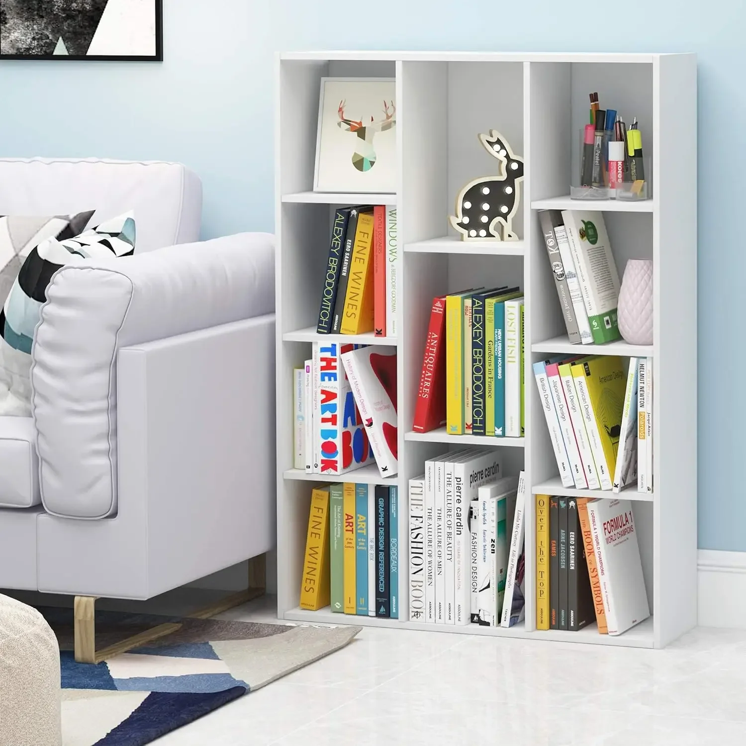 Luder Bookcase / Book / Storage , 11-Cube, White NEW USA