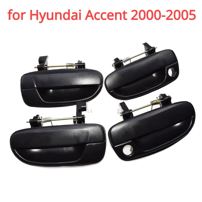

4PCS Outer Outside Exterior Door Handle (Front Rear Left Right) Black for Hyundai Accent 2000-2005 New