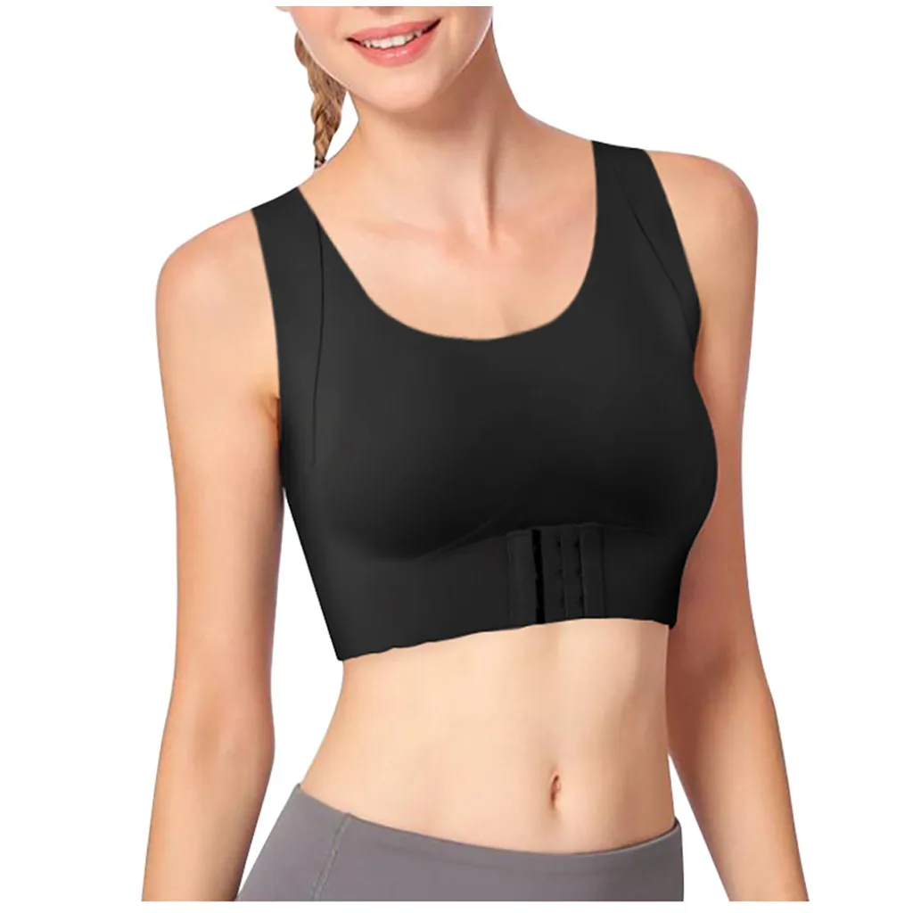 

Women's Comfortable Underwire Breathable Vest Beautiful Back Correction And Shaping Underwear Front Button Seamless Bras