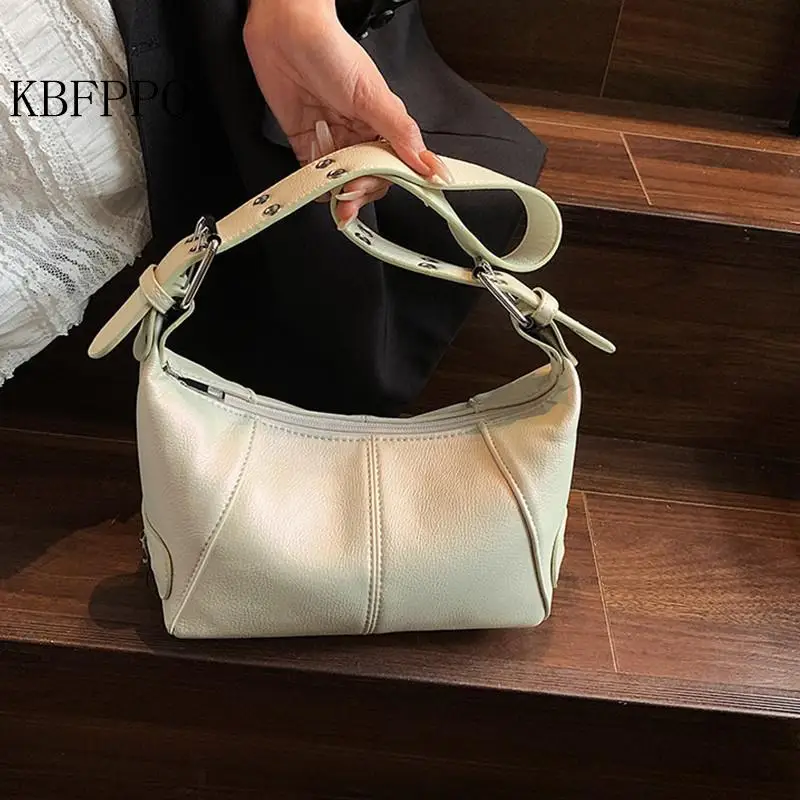 New Simple All-match Single Shoulder Bag Special Design Niche Design Sense Dumpling Bag Fashion Pu Car Sewing Thread Female Bag